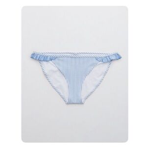Blue seersucker bikini bottoms, size small, never worn new with tags